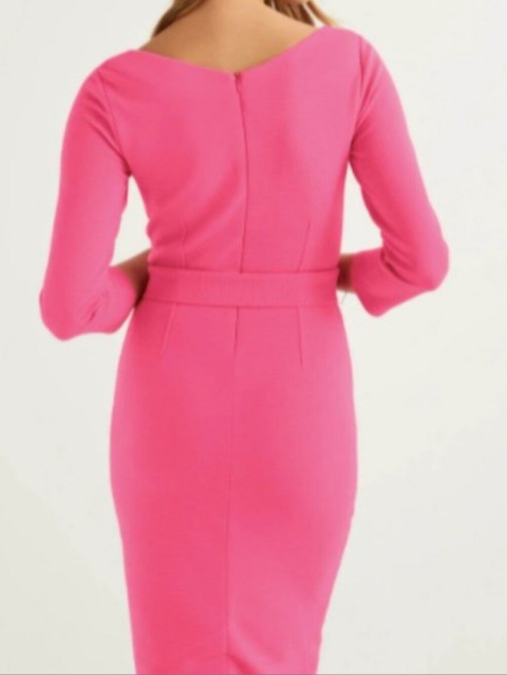 BODEN Margie V-Neck Bubble Gum Pink Ottoman Sheath Dress with Belt Size 6 - Picture 8 of 9